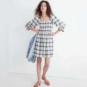 Madwell plaid smocked mini dress, new with tags